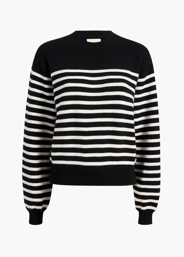 VIOLA SWEATER IN BLACK IVORY STRIPE FLAT VIEW