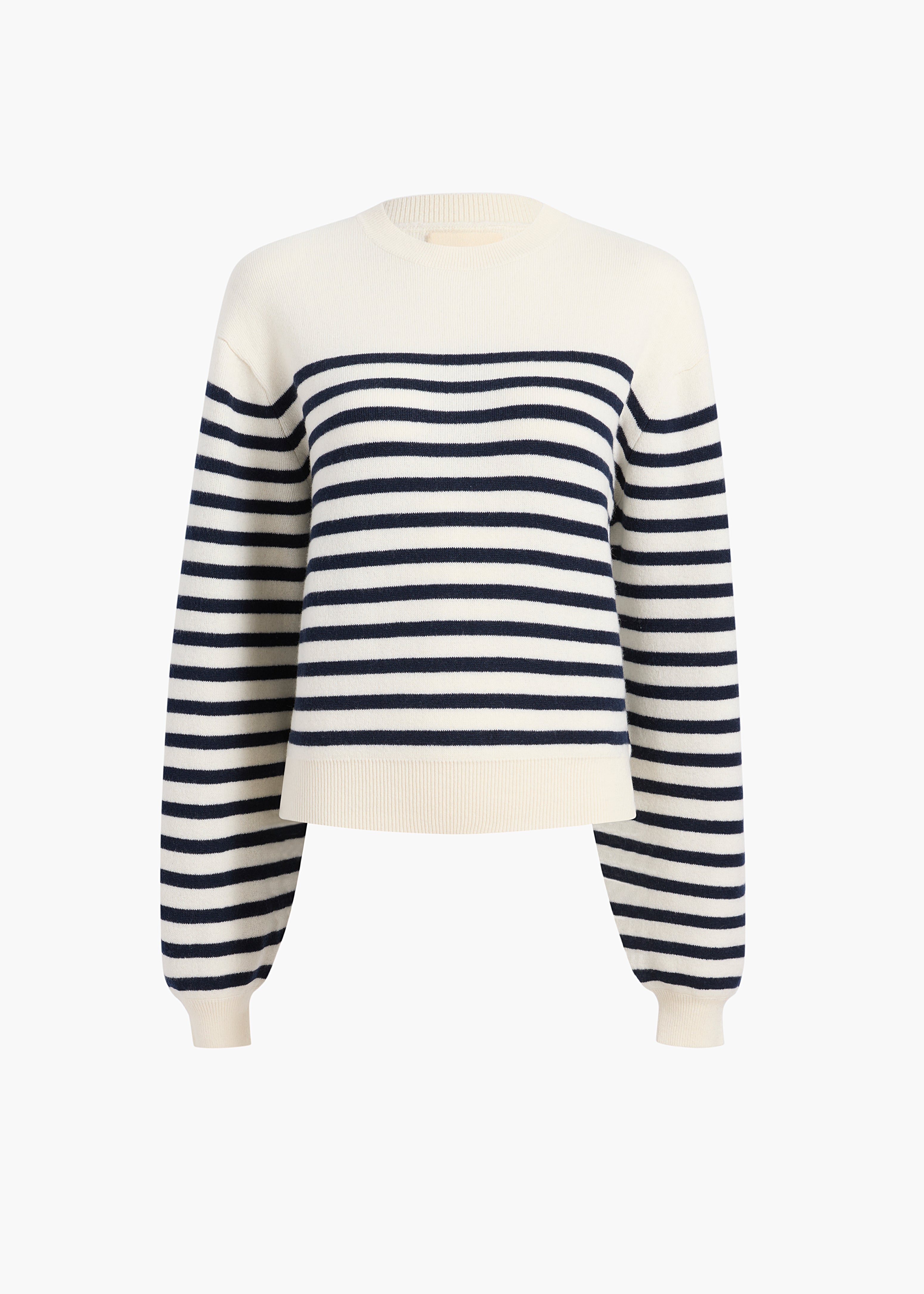 VIOLA SWEATER IN IVORY AND NAVY STRIPE FLAT VIEW