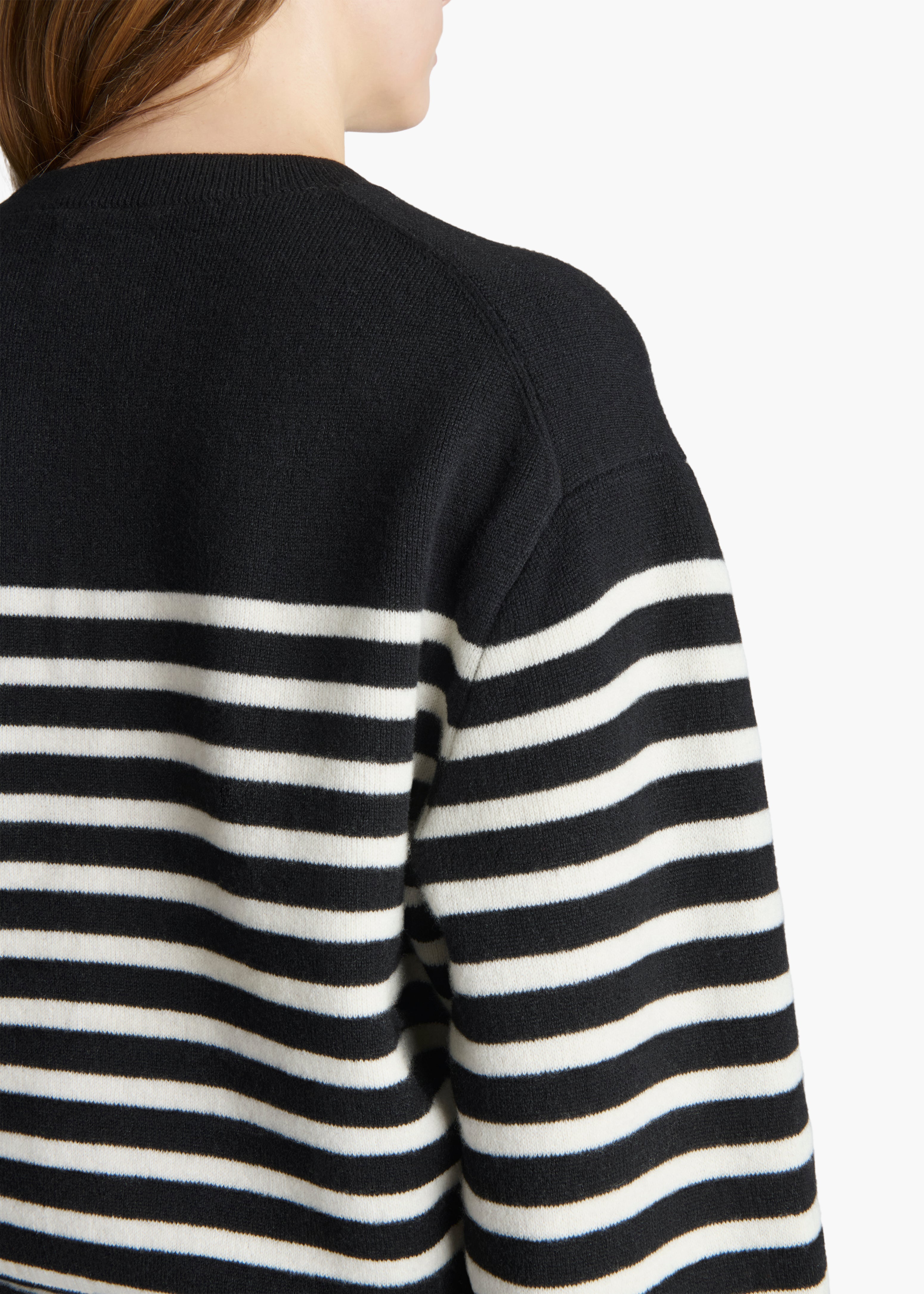 VIOLA SWEATER IN BLACK AND IVORY STRIPE BACK VIEW