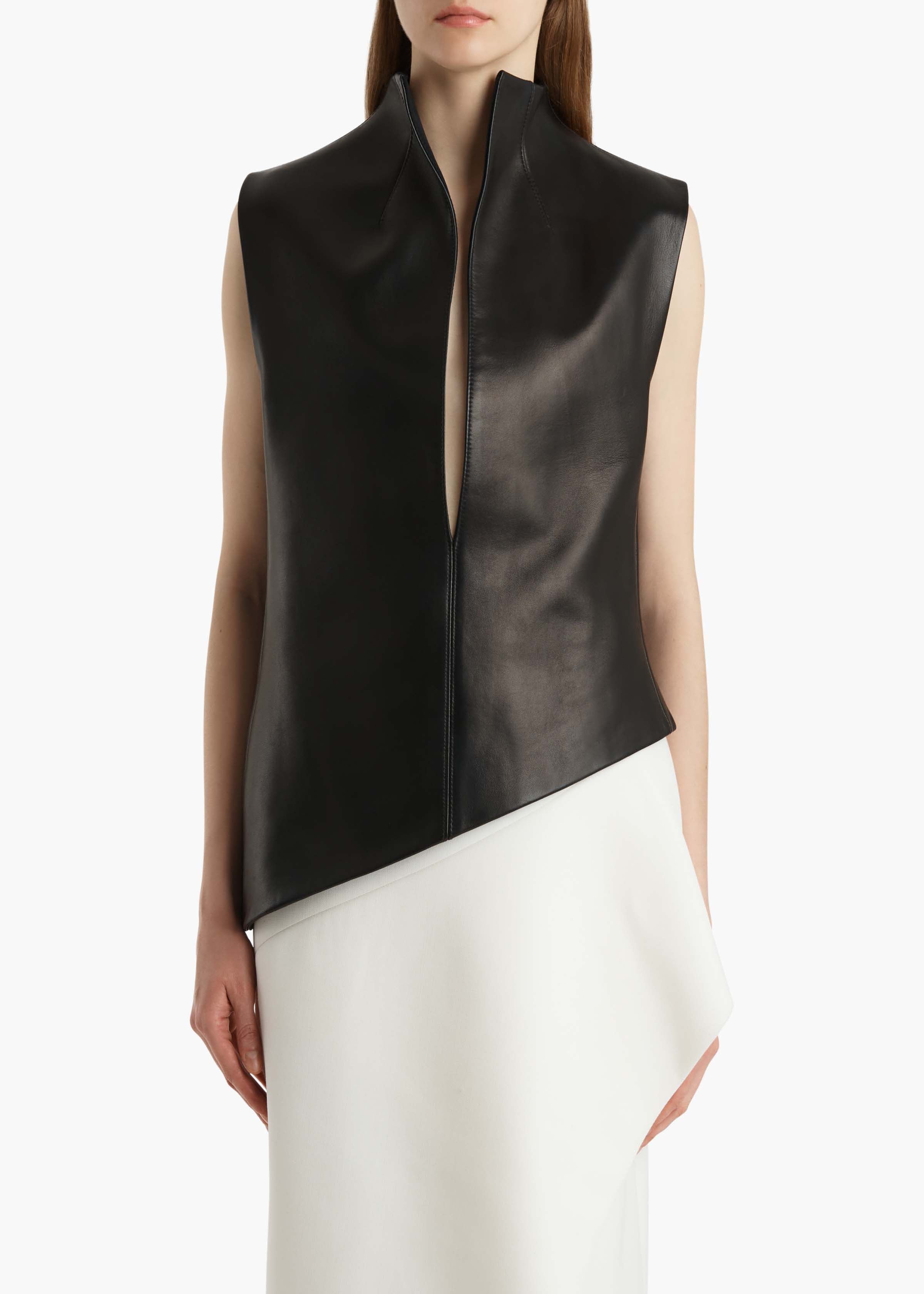 Von Top in Black Leather – KHAITE