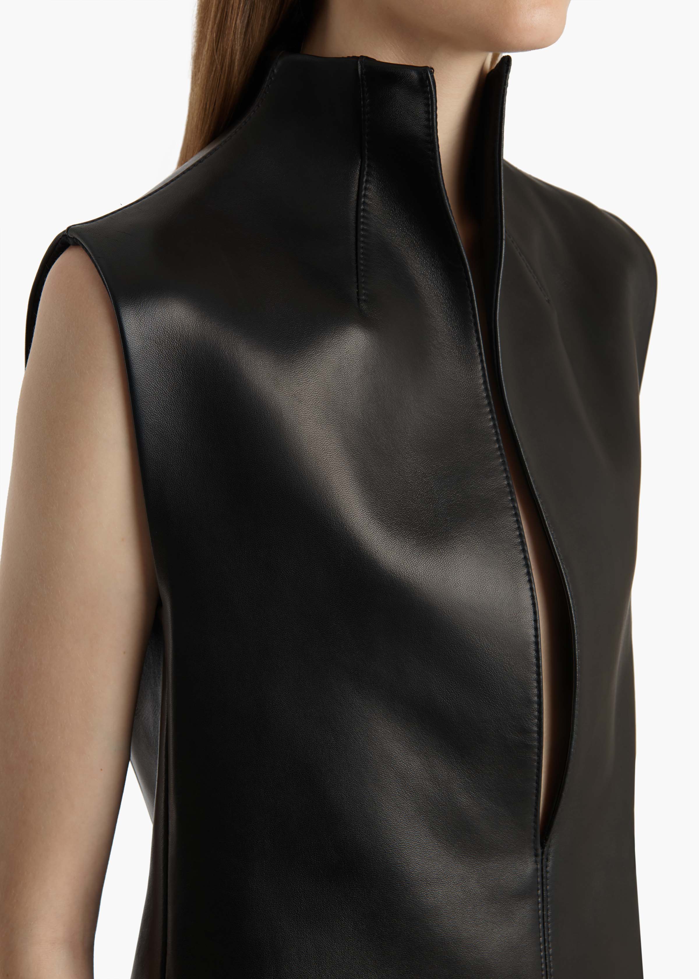 Von Top in Black Leather – KHAITE