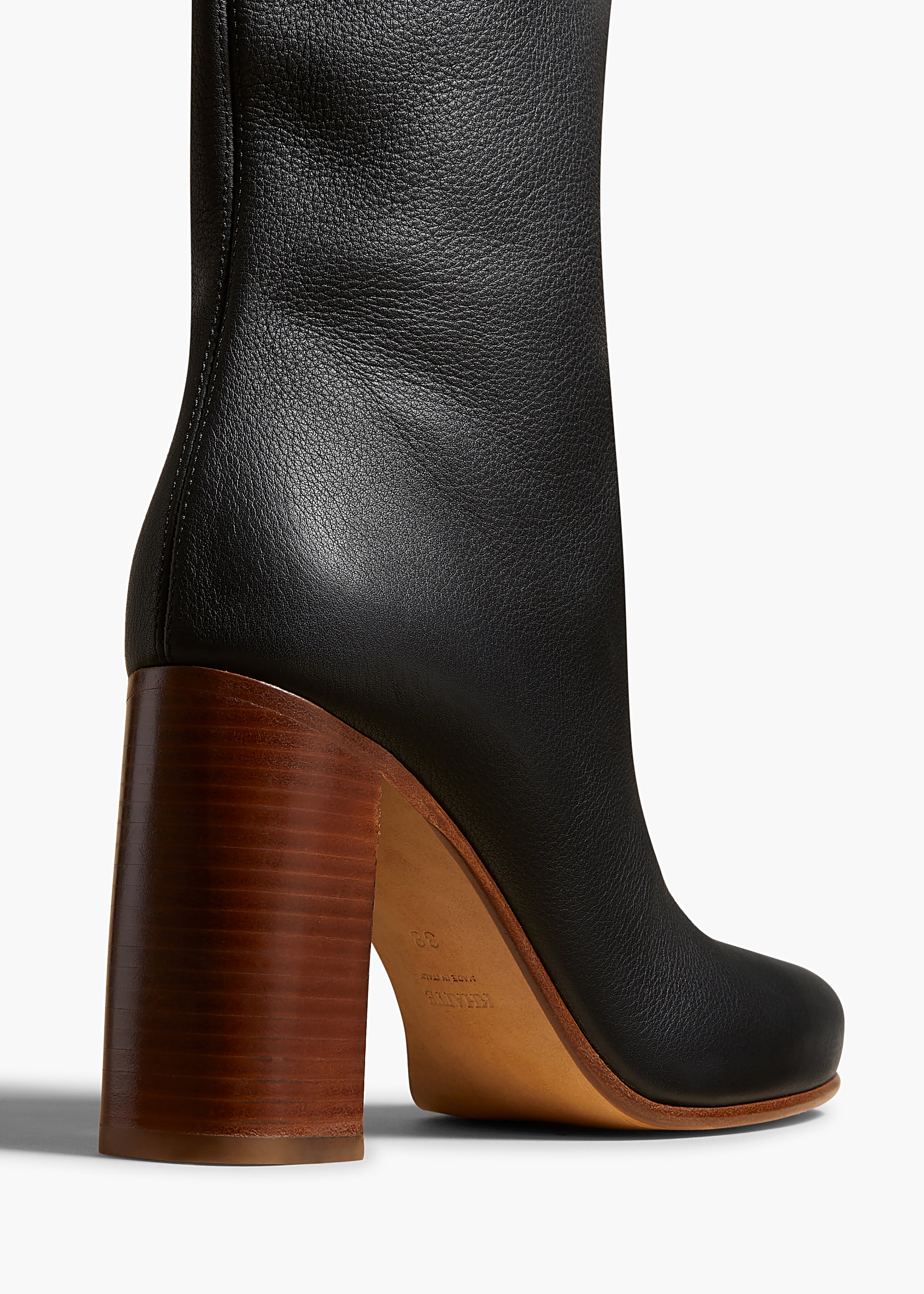 WILLOW OVER THE KNEE BOOT IN BLACK LEATHER DETAILED VIEW 2