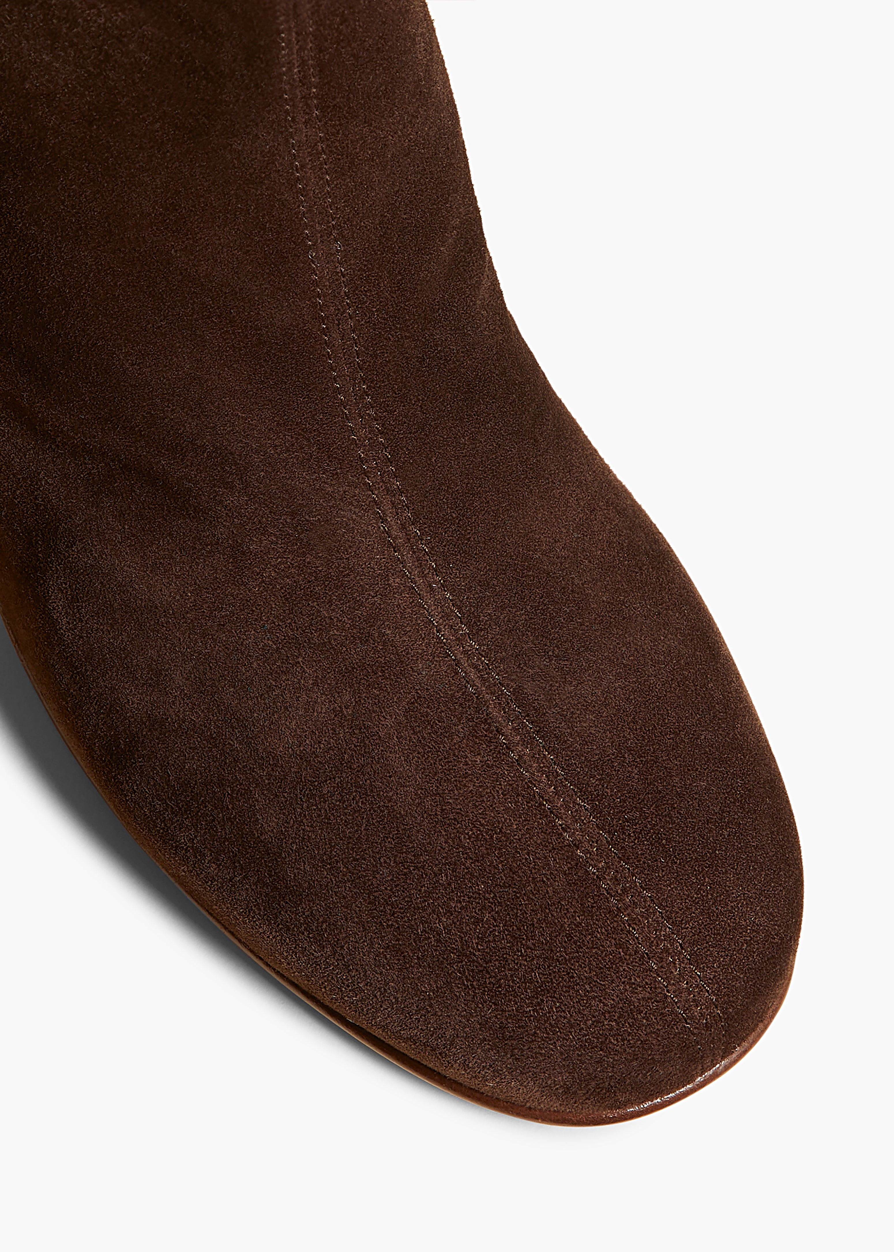 WILLOW KNEE HIGH BOOT IN DARK BROWN SUEDE DETAILED VIEW 1