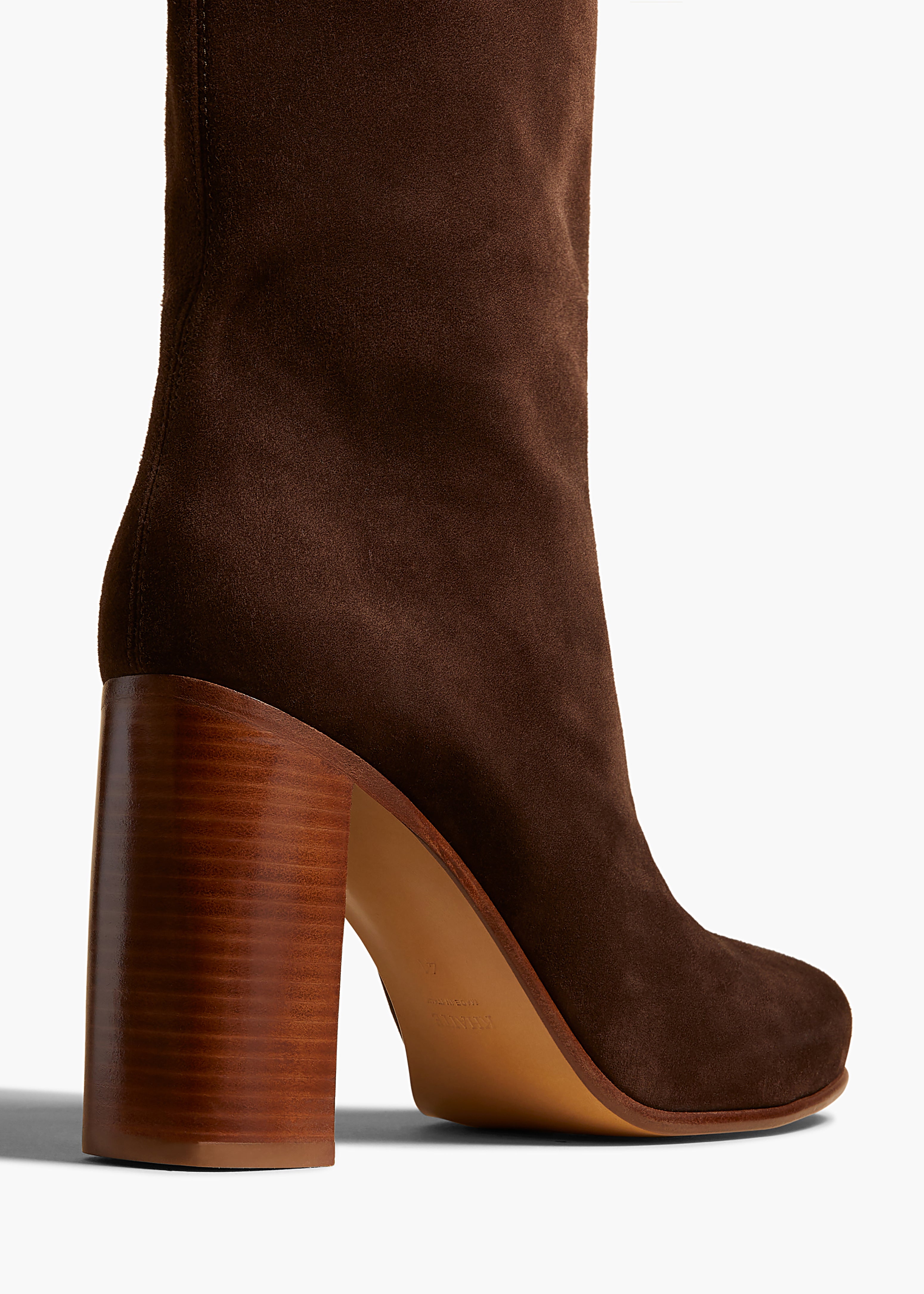 WILLOW KNEE HIGH BOOT IN DARK BROWN SUEDE DETAILED VIEW 2