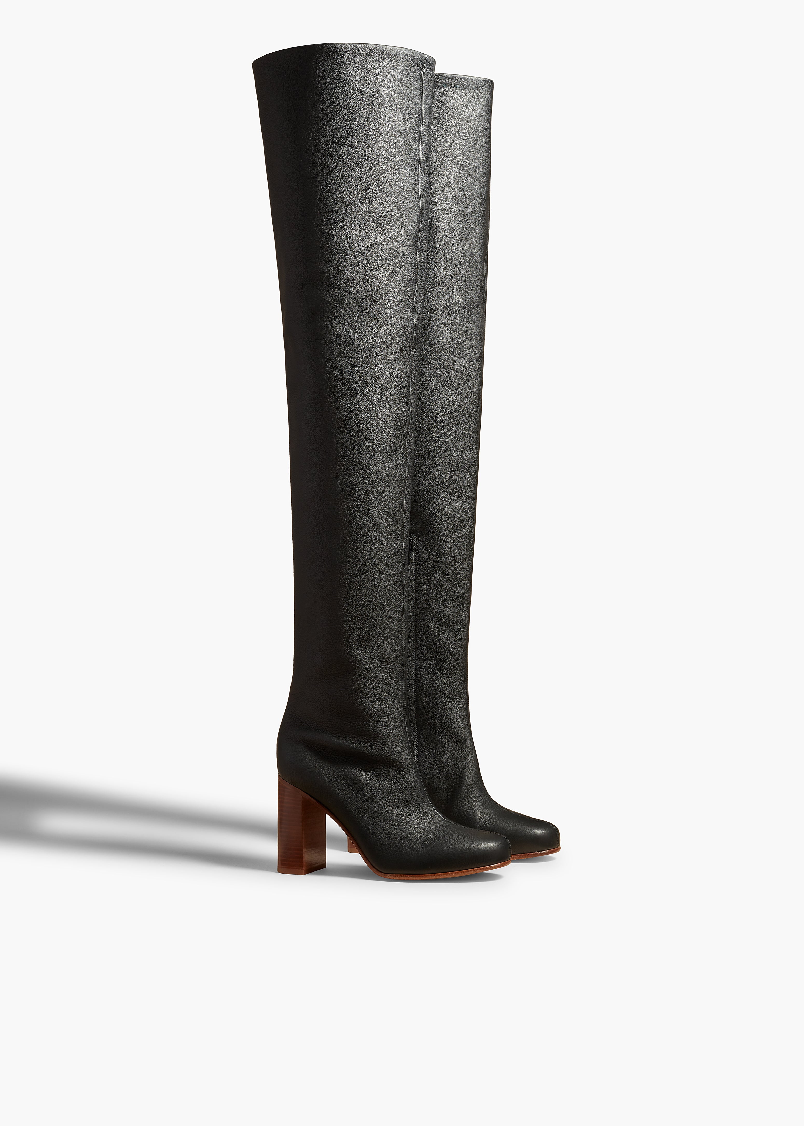 WILLOW OVER THE KNEE BOOT IN BLACK LEATHER ANGLED VIEW