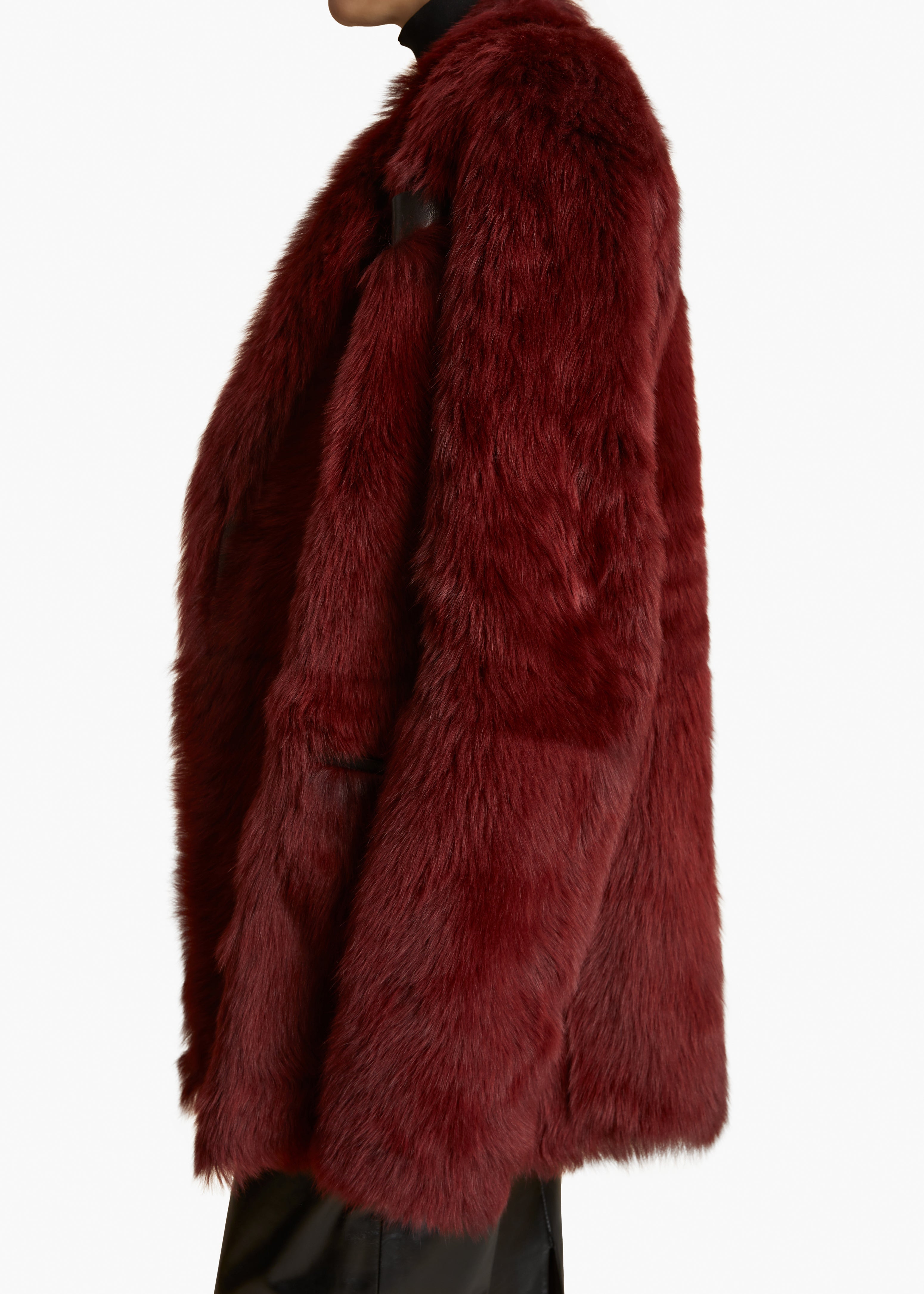 WILLOW BLAZER IN OXBLOOD SHEARLING DETAILED VIEW 1