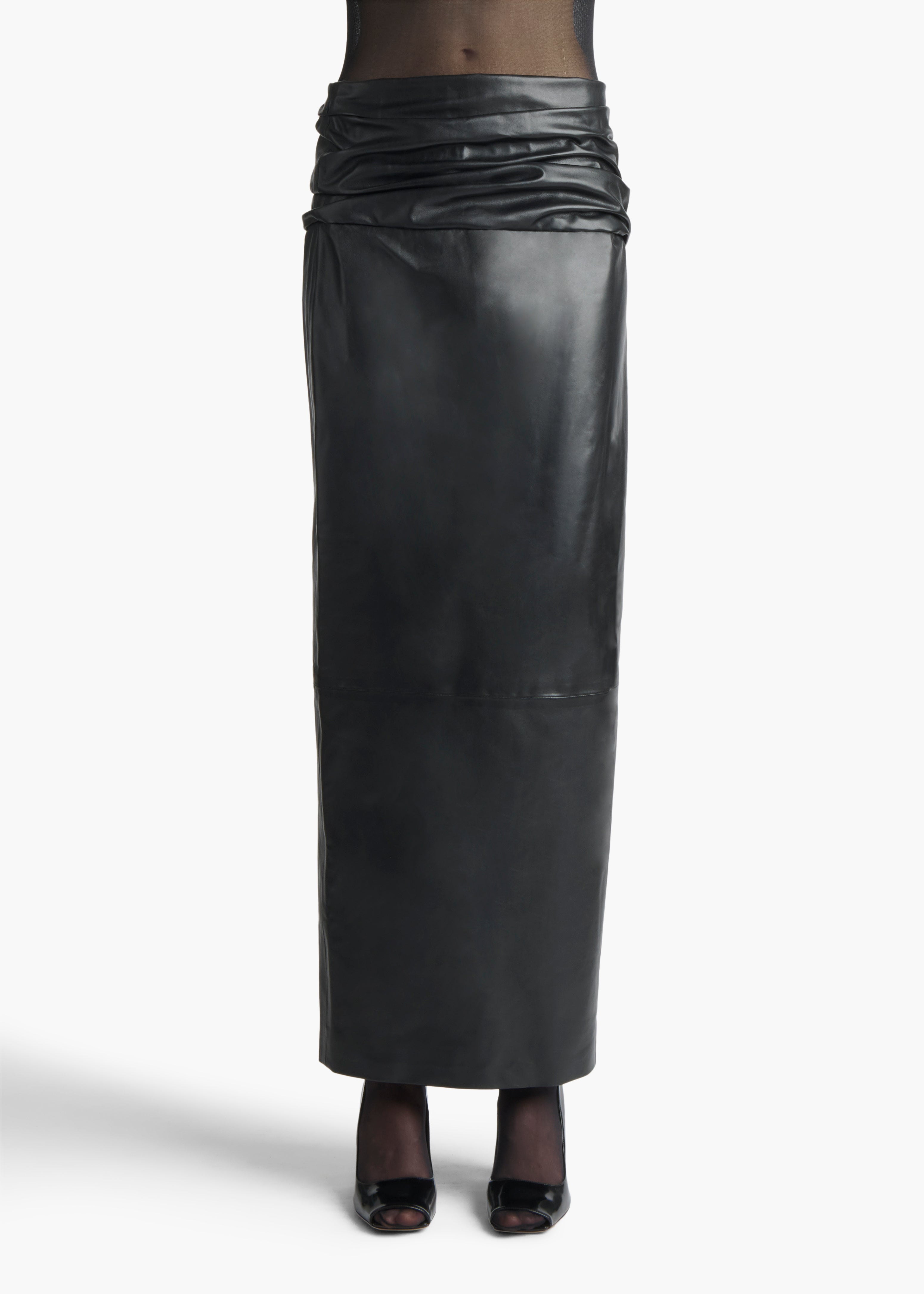 WINLER SKIRT IN BLACK LEATHER FRONT VIEW