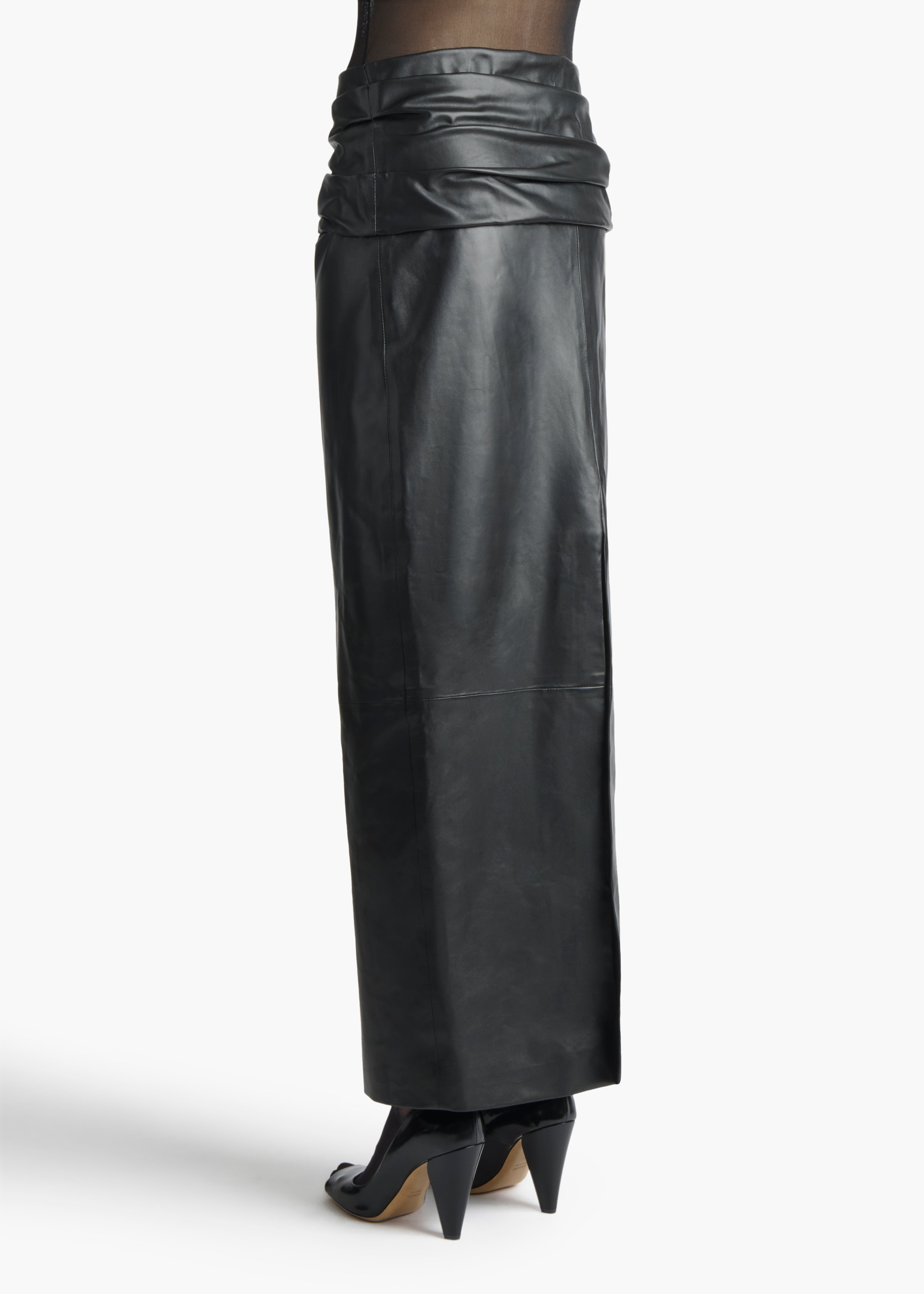 WINLER SKIRT IN BLACK LEATHER BACK VIEW