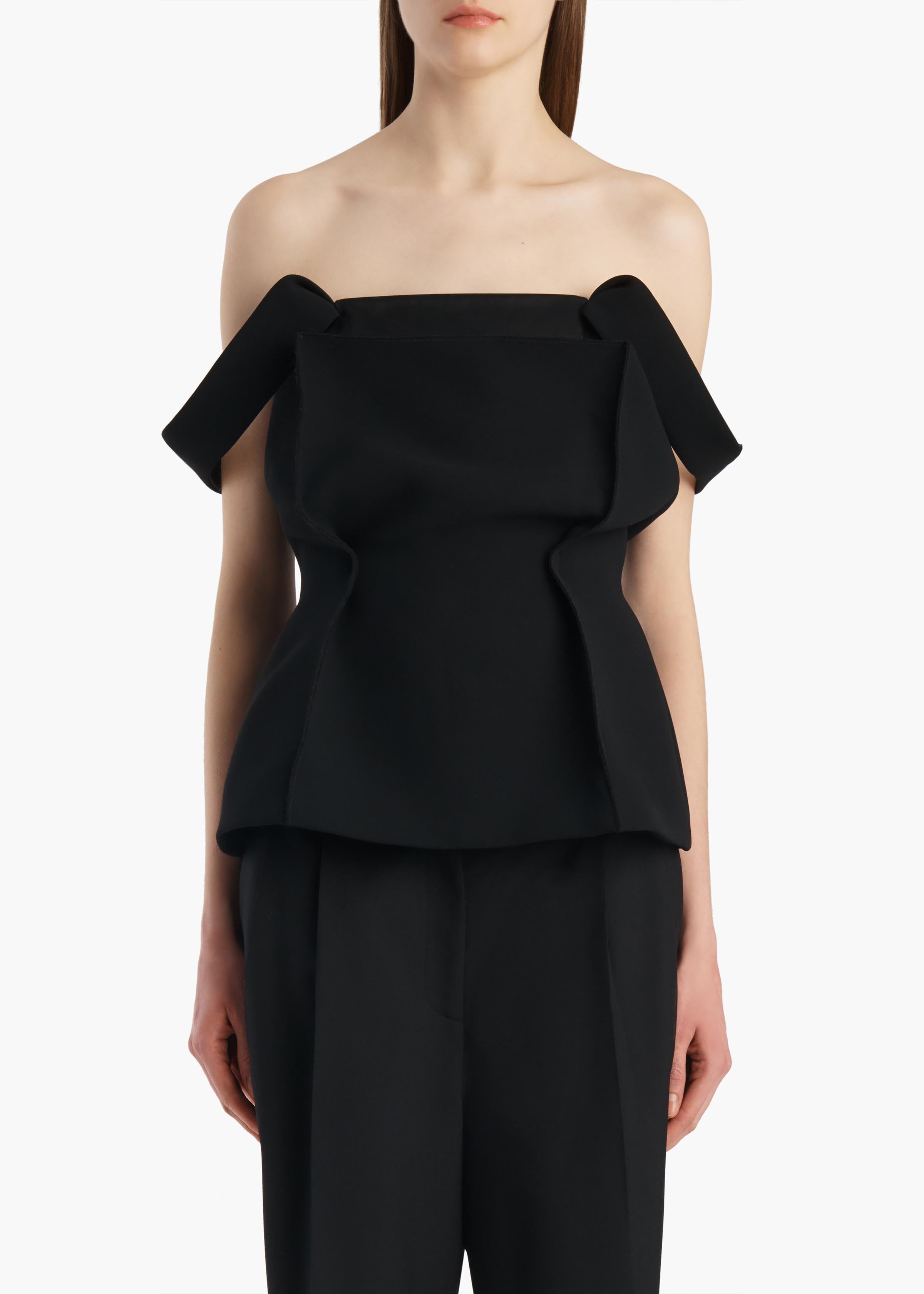 Yasmina Top in Black Crepe