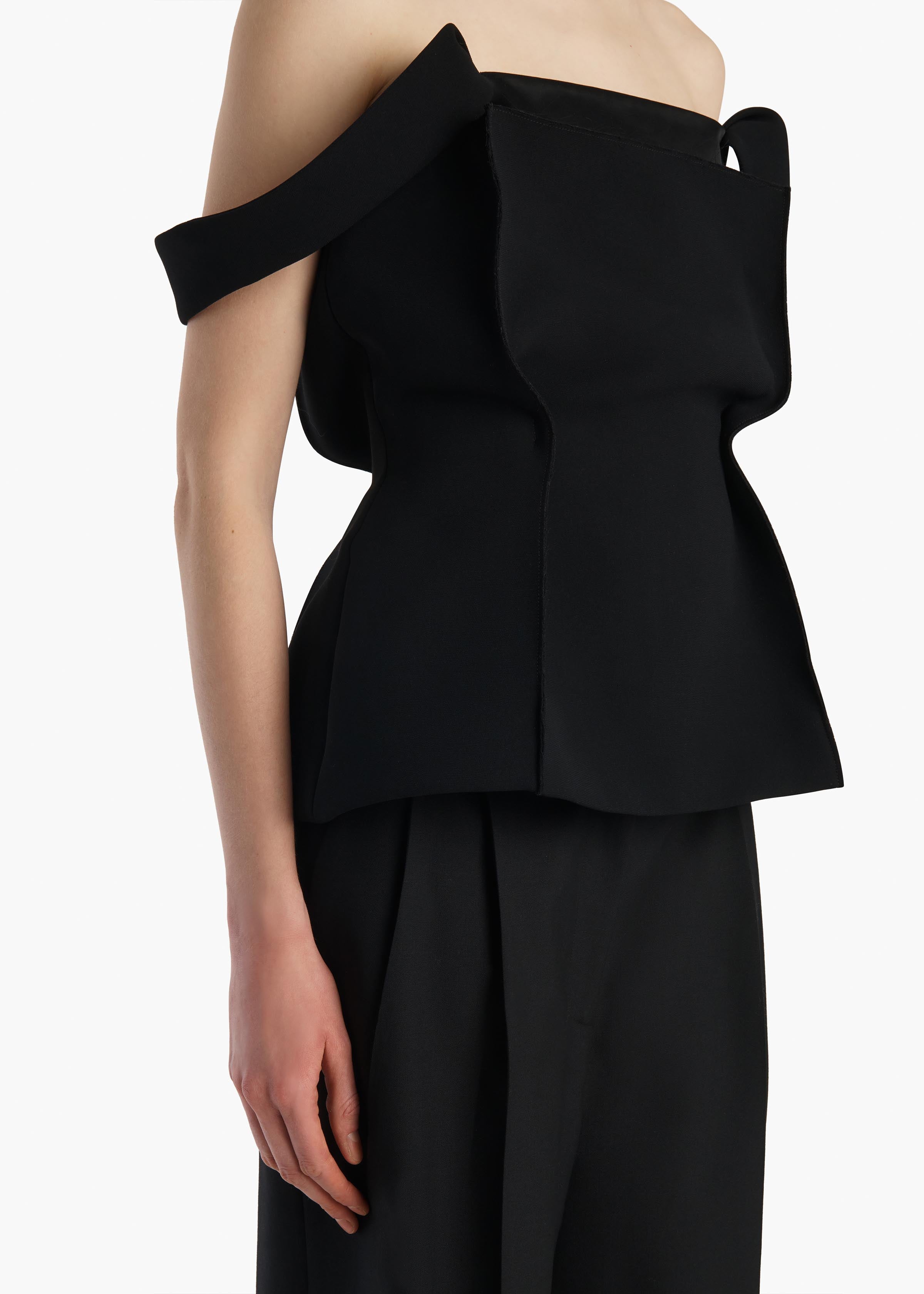 Yasmina Top in Black Crepe