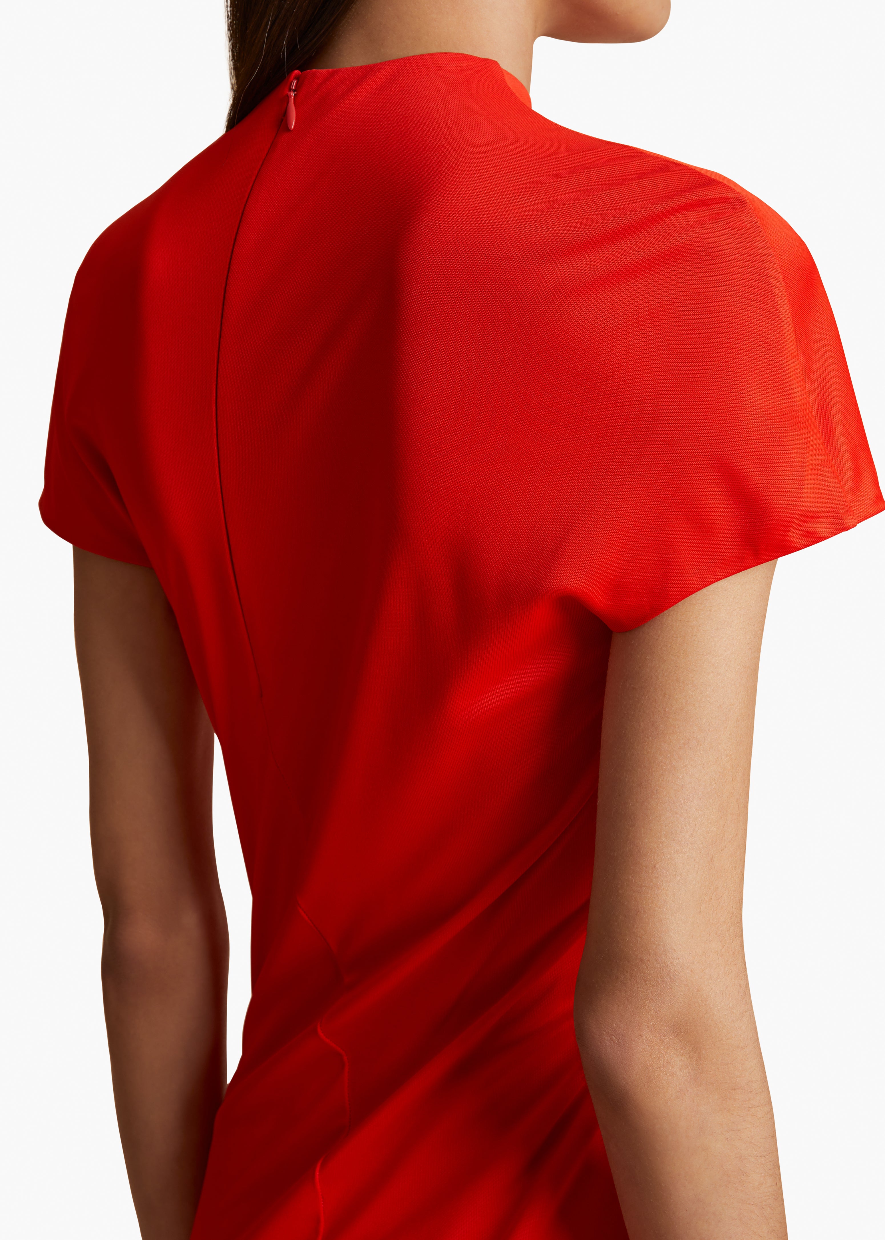 YENZA DRESS IN FIRE RED DETAIL 2