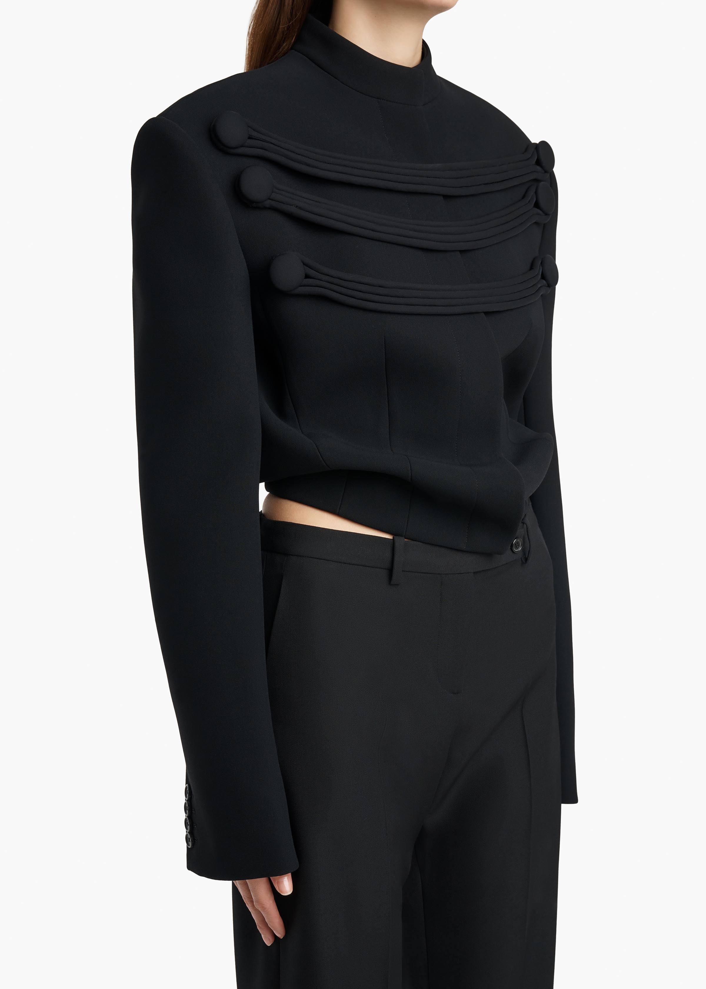KHAITE  - York Jacket with Cord Embroidery in Black