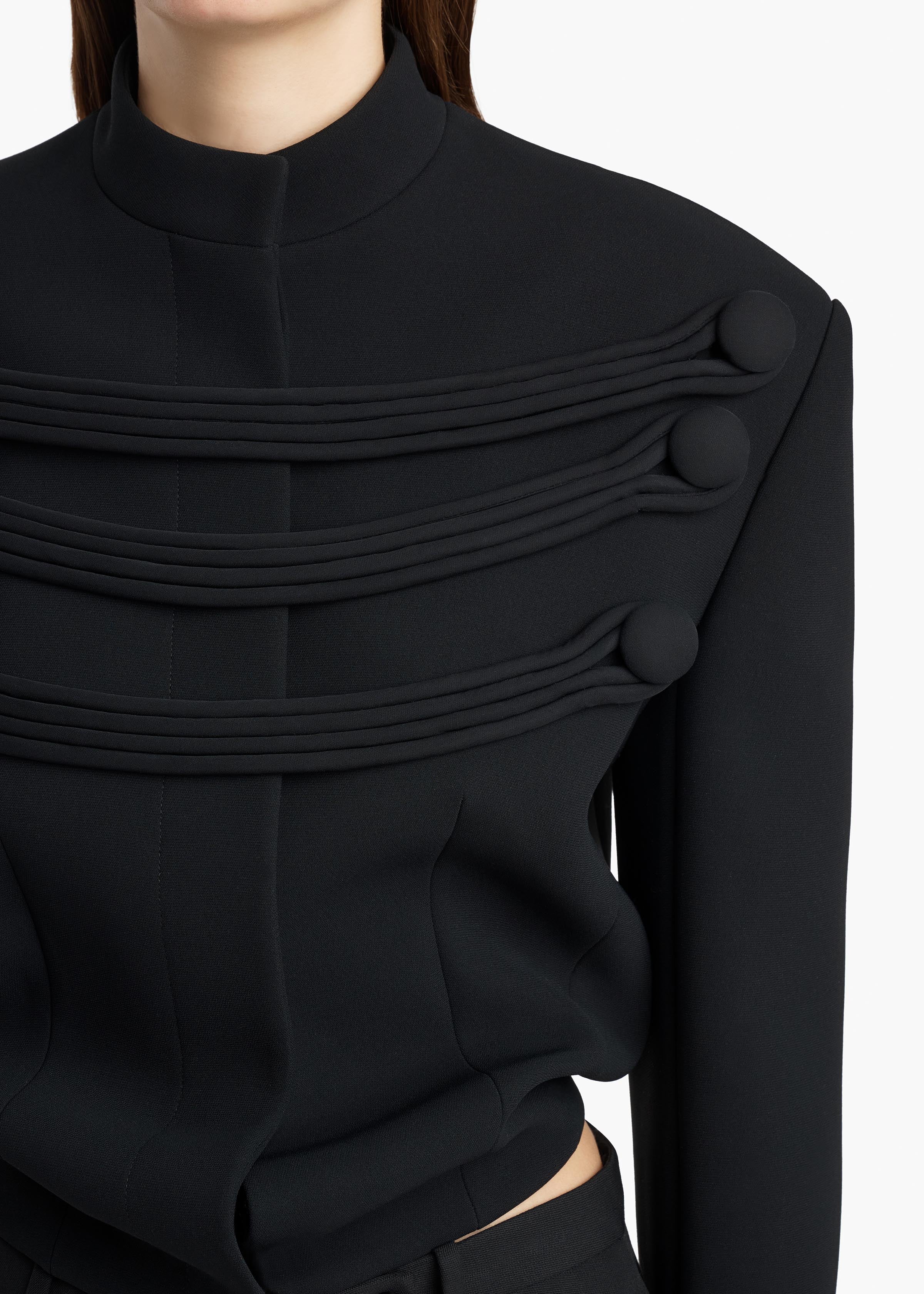 KHAITE  - York Jacket with Cord Embroidery in Black