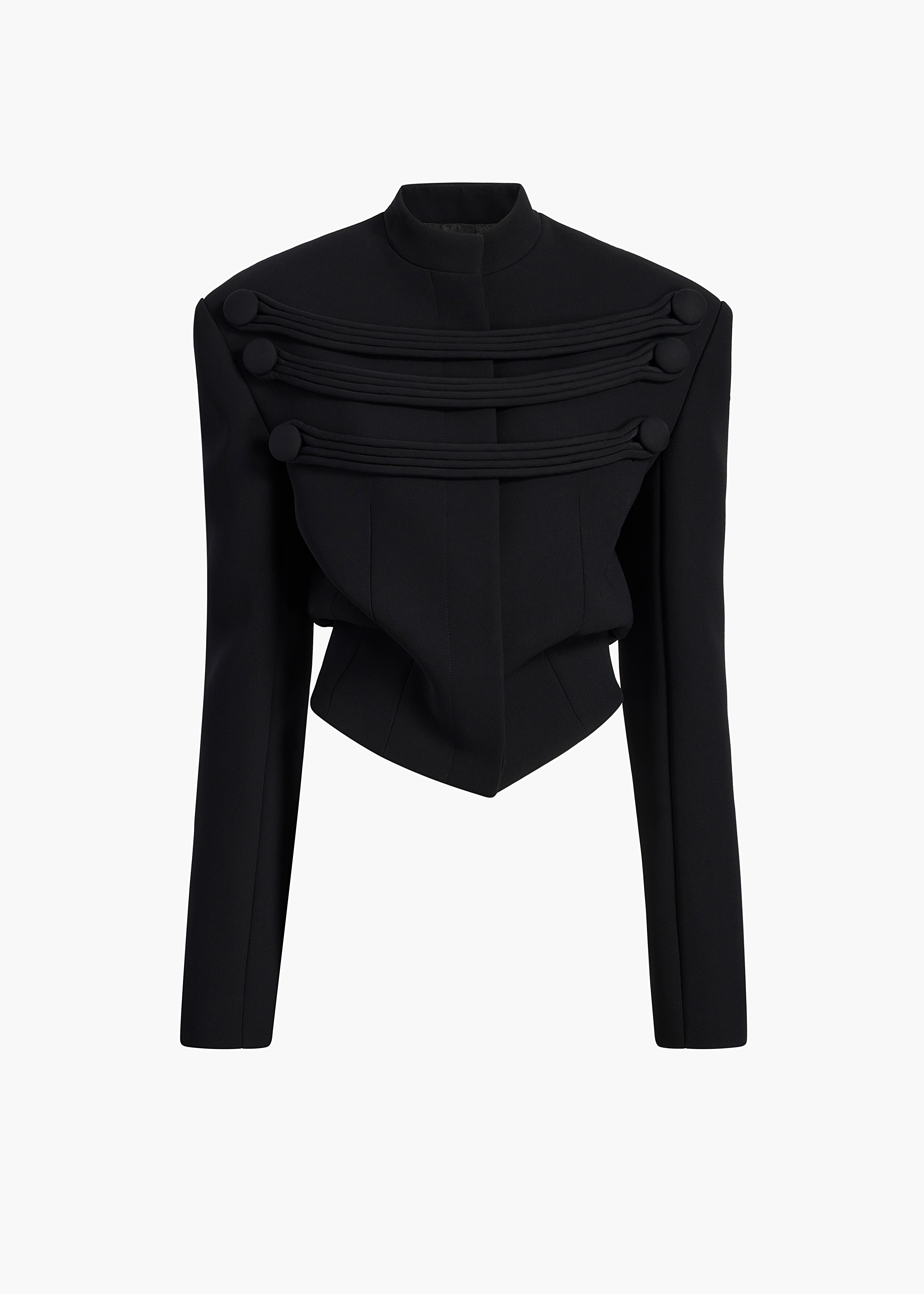 KHAITE  - York Jacket with Cord Embroidery in Black