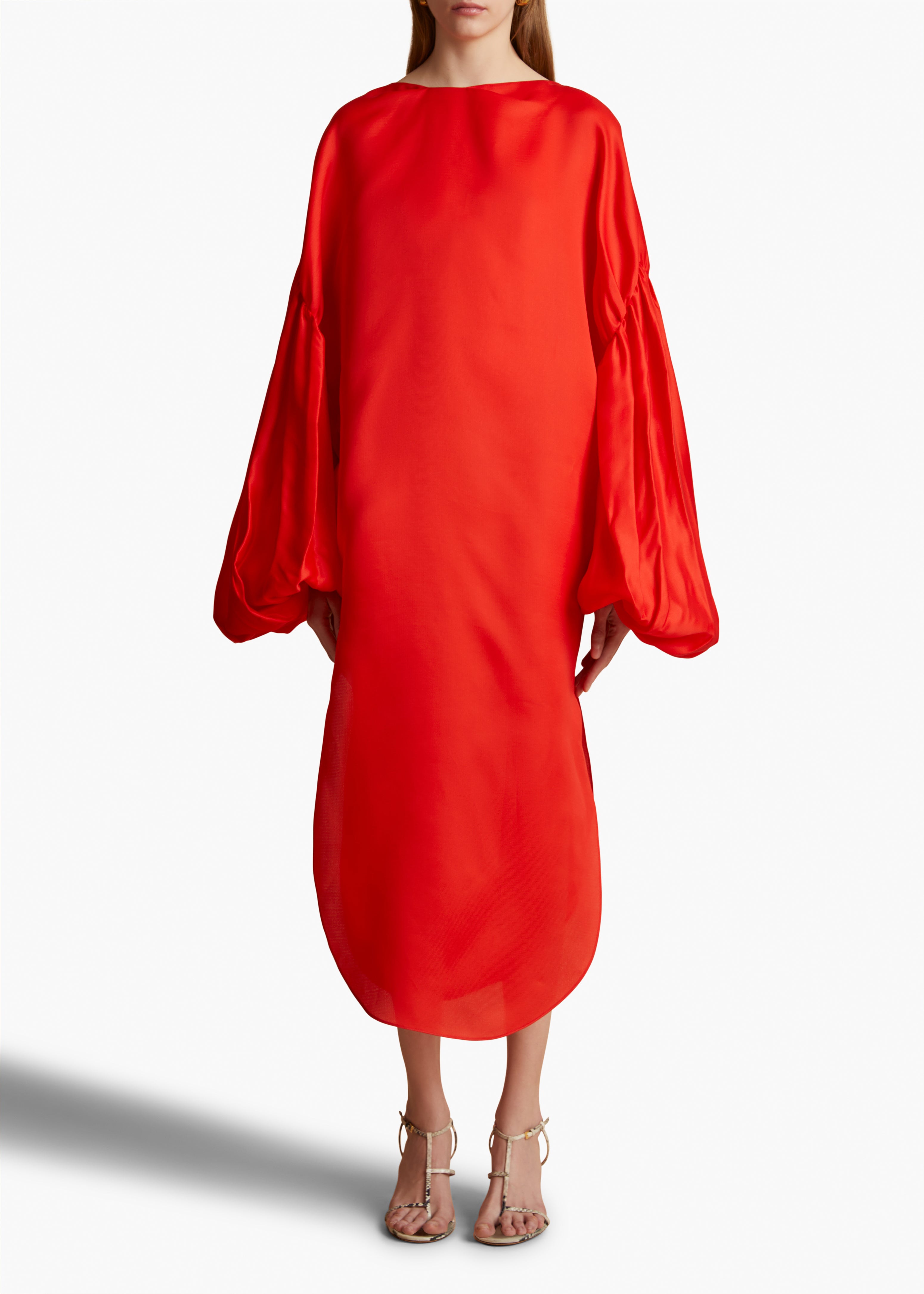 ZELMA DRESS IN FIRE RED FRONT VIEW