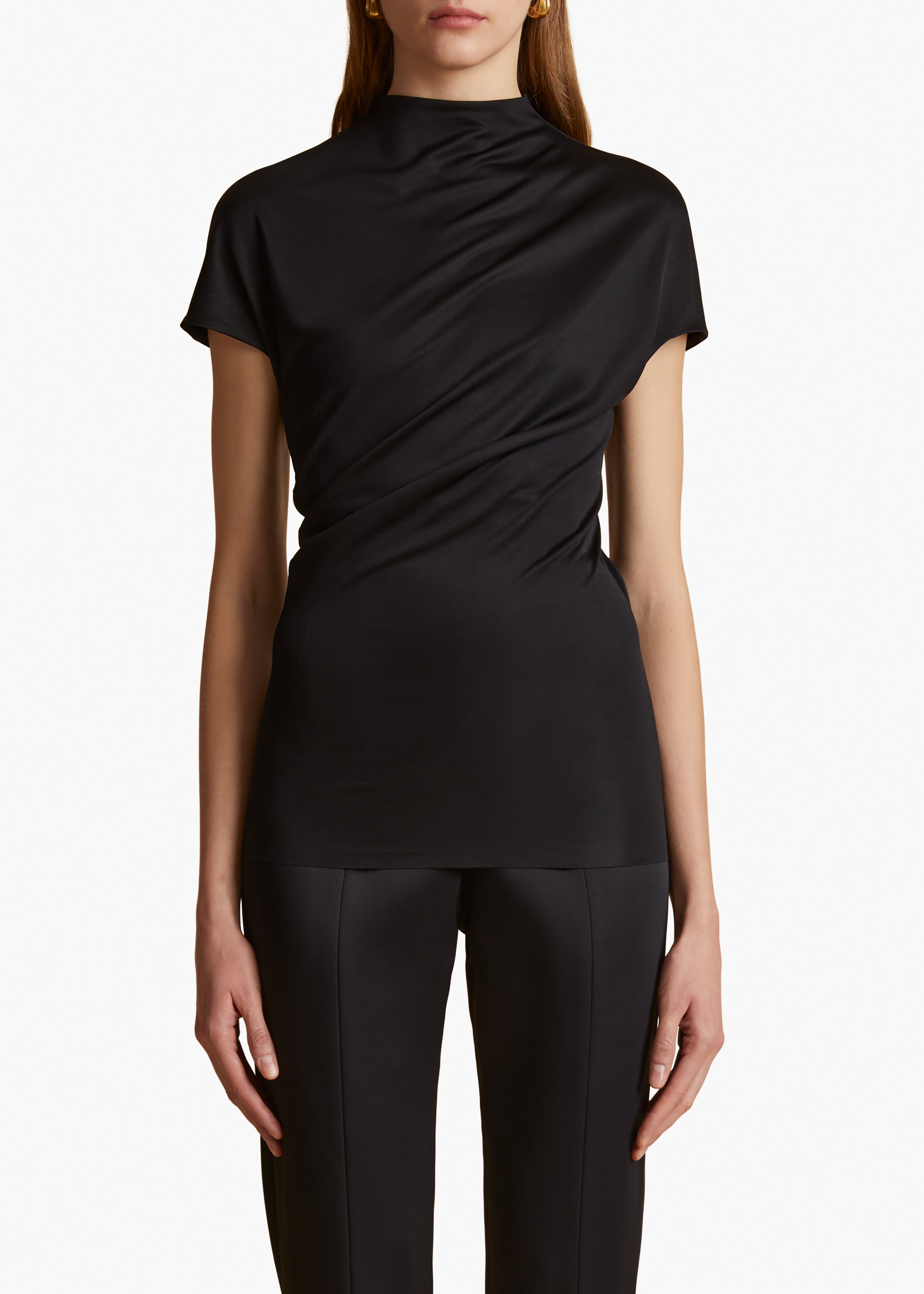 ZENN TOP IN BLACK FRONT VIEW