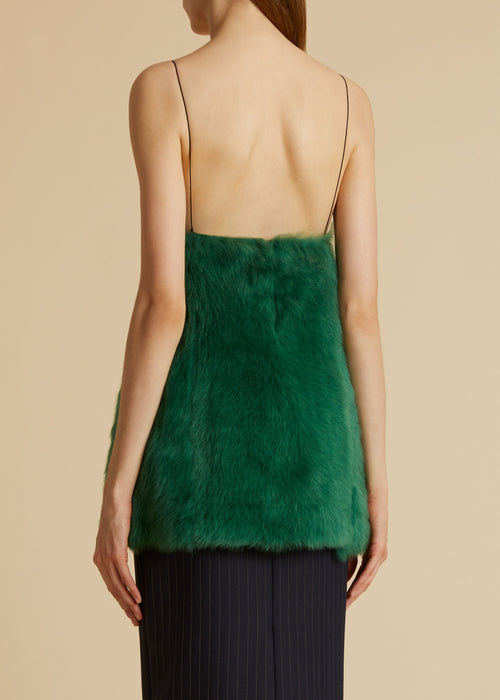 The Zoa Top in Forest Green Shearling