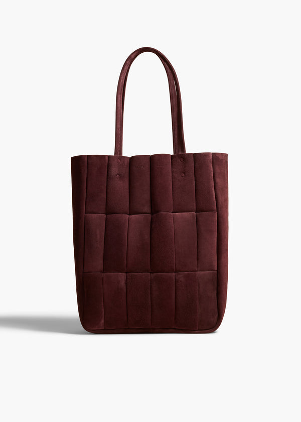 ZOE TOTE IN ROUGE NOIR SUEDE FRONT VIEW