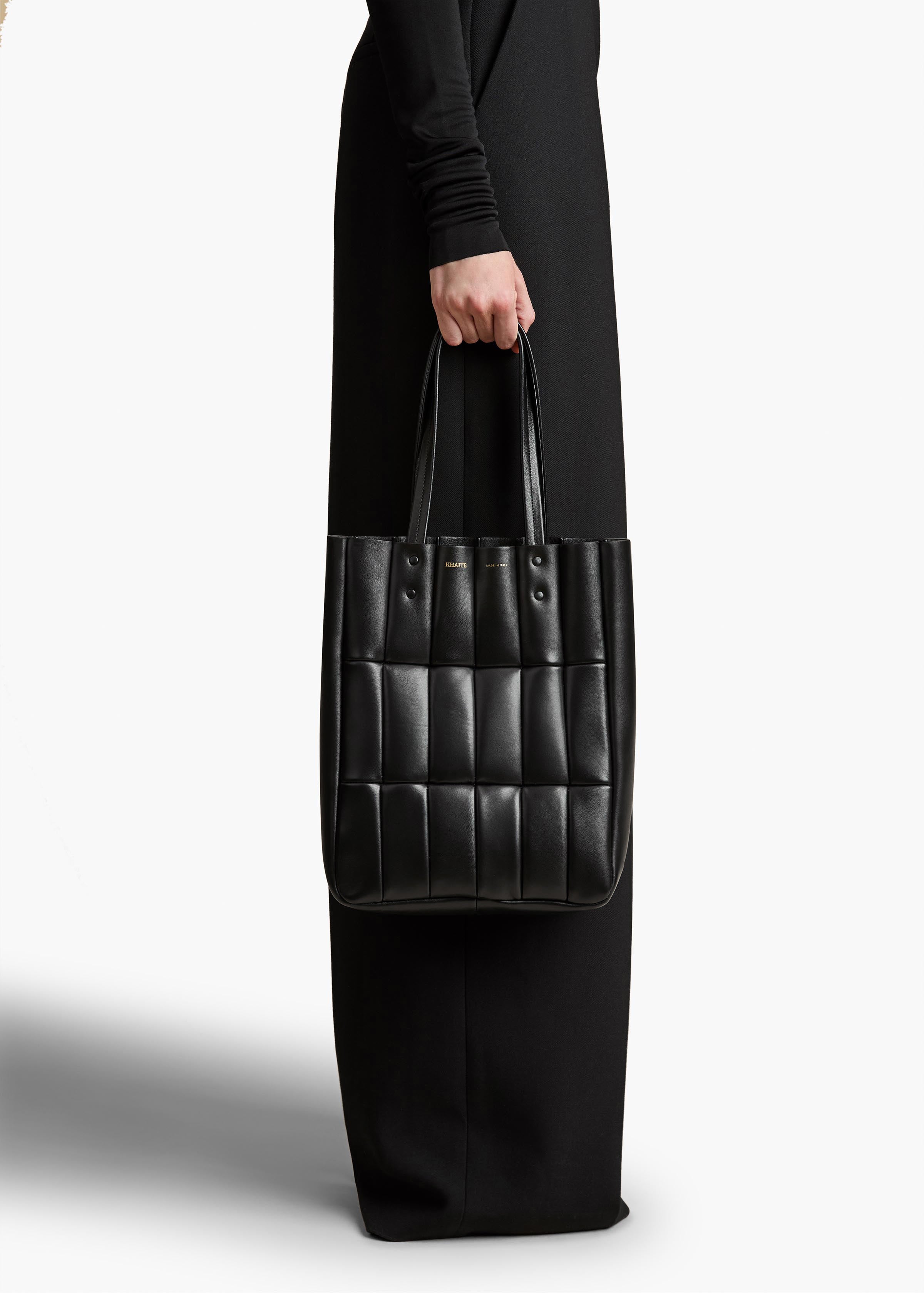 Small Zoe Tote in Black Nappa Leather ON FIGURE