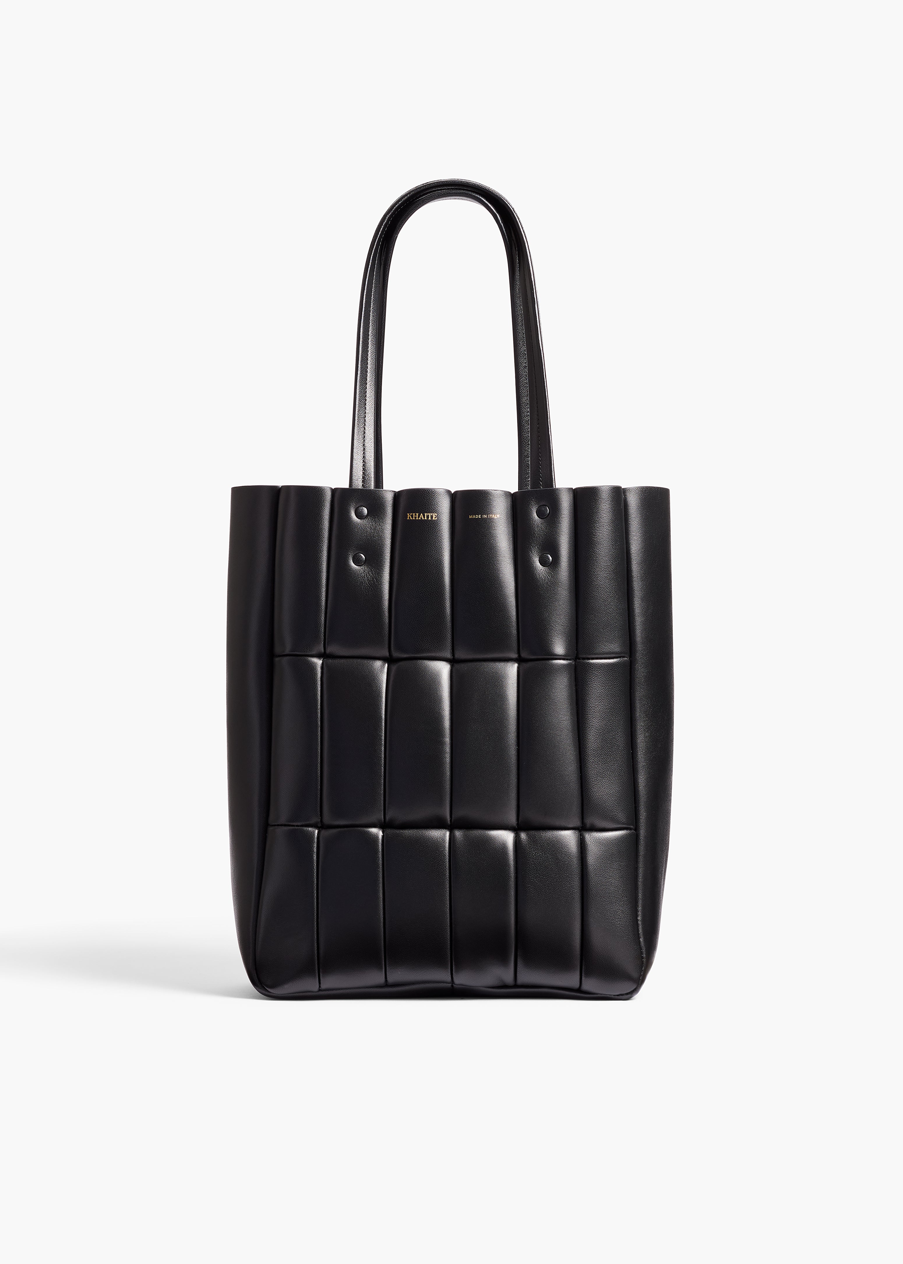 Small Zoe Tote in Black Nappa Leather FRONT VIEW