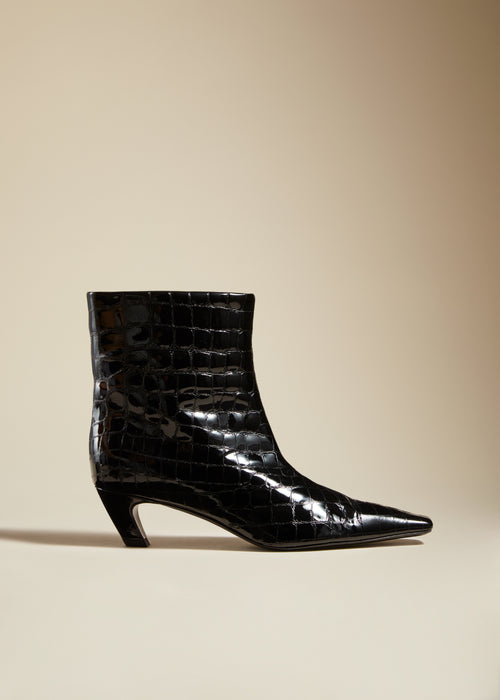 The Arizona Boot in Black Croc Embossed Leather– KHAITE