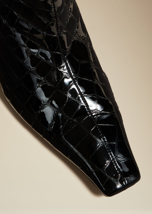 The Arizona Boot in Black Croc Embossed Leather– KHAITE