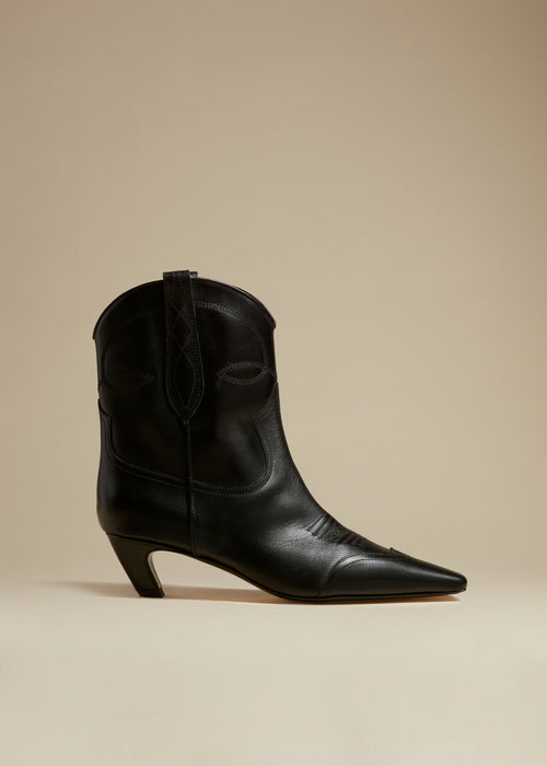The Dallas Ankle Boot in Black Leather– KHAITE