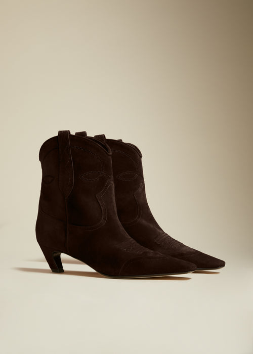 The Dallas Ankle Boot in Coffee Suede