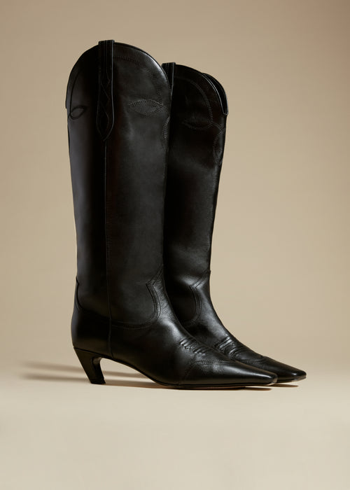 The Dallas Knee High Boot in Black Leather