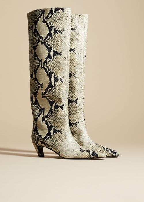 The Davis Boot in Natural Python-Embossed Leather