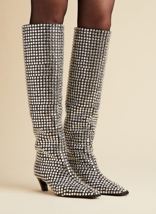 The Davis Boot in Black with Crystals