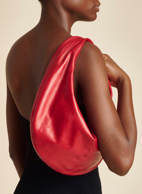 The Medium Olivia Hobo in Fire Red Leather– KHAITE