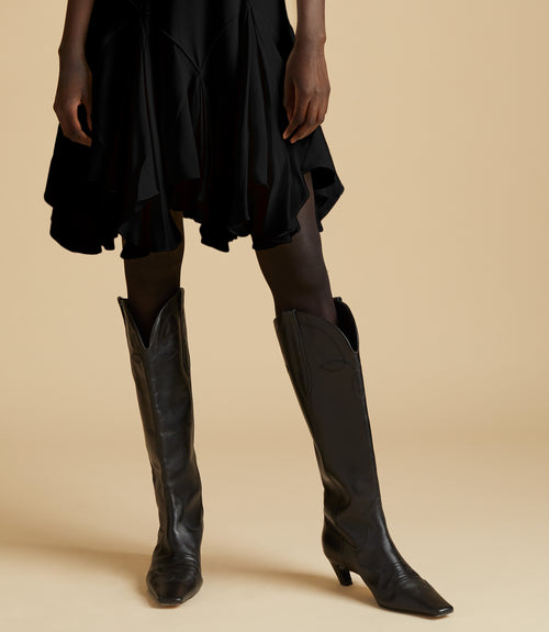 The Dallas Knee High Boot in Black Leather