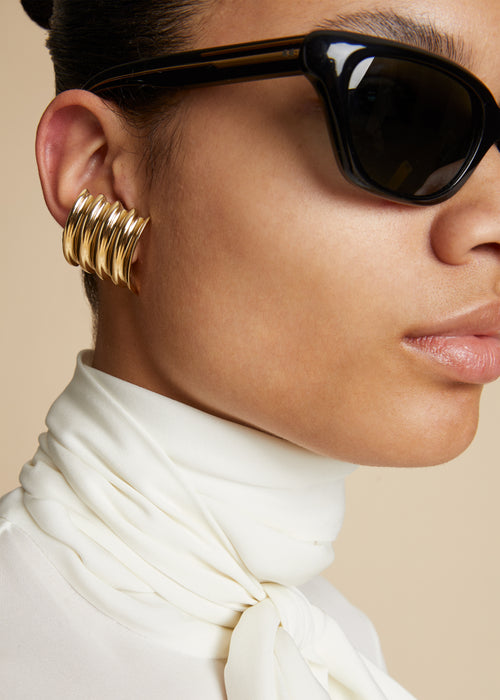 The Small Julius Panel Earrings in Gold