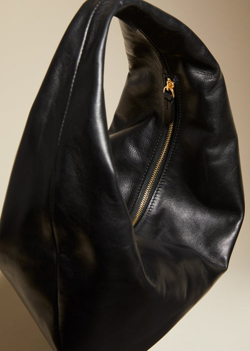 The Medium Olivia Hobo in Black Vintage Calf Leather