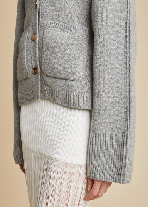 KHAITE zip-up cashmere blend cardigan - Grey