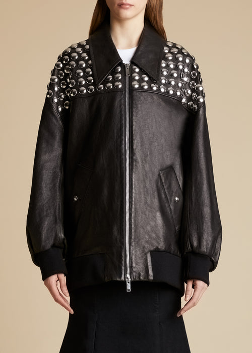 The Ziggy Jacket in Black Leather with Studs