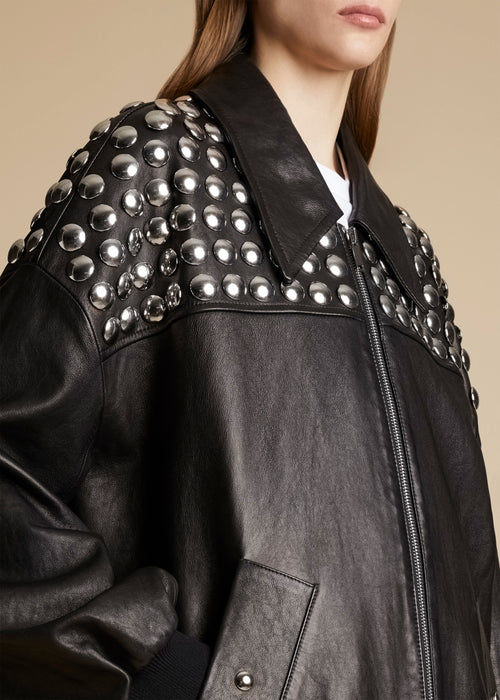 The Ziggy Jacket in Black Leather with Studs